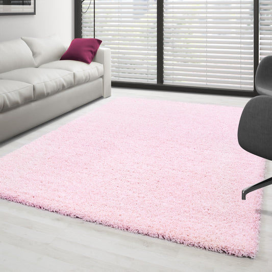 Hochflor Langflor Wohnzimmer Shaggy Teppich Florhöhe 3cm unifarbe Pink