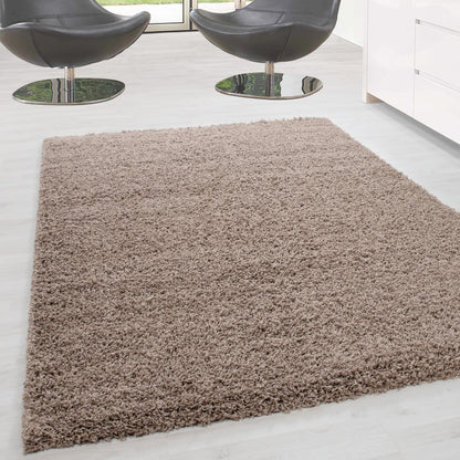 Hochflor Langflor Wohnzimmer DREAM Shaggy Teppich Unifarbe Florhöhe 5cm BEIGE