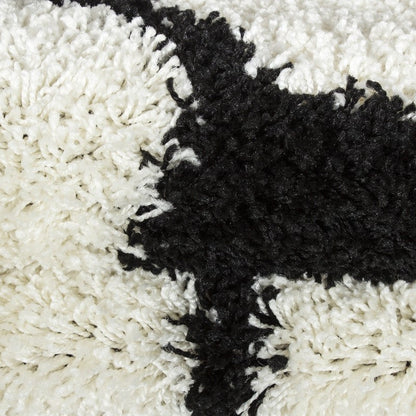 Kinderteppich für Kinderzimmer Fussball form Hochflor Teppich Schwarz-Weiss