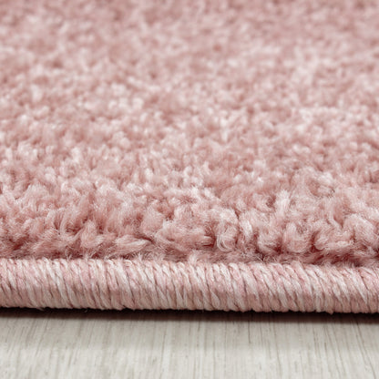 Kurzflor Gabbeh Optik Wohnzimmerteppich Flachflor Teppich Einfarbig Rose