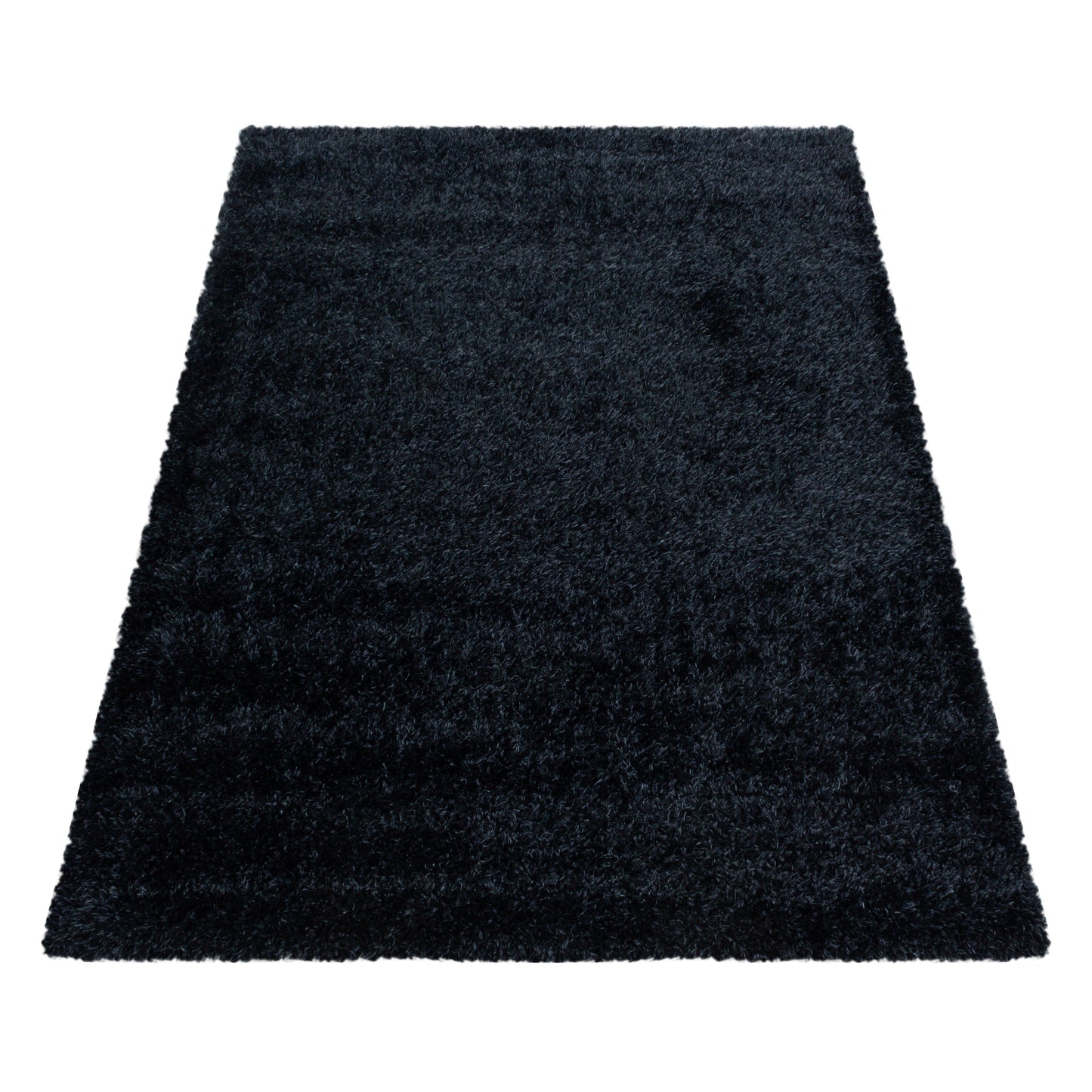 Shaggy Wohnzimmer Hochflor Teppich Glanz Garn Einfarbig Schwarz