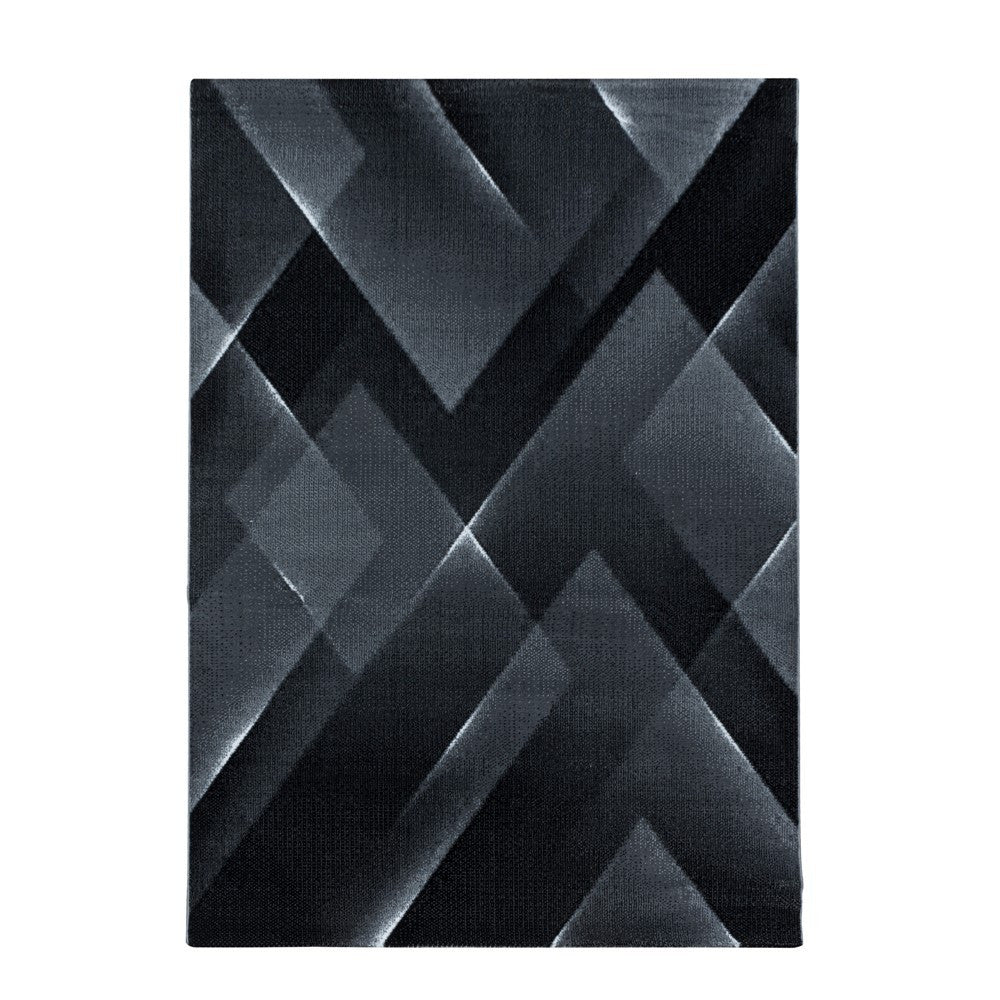 Wohnzimmerteppich Kurzflor Teppich 3-D Design Muster Dreieck Soft Flor Schwarz