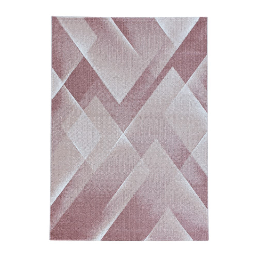 Wohnzimmerteppich Kurzflor Teppich 3-D Design Muster Dreiecke Soft Flor Pink