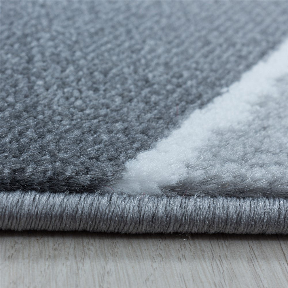 Wohnzimmerteppich Kurzflor Teppich 3-D Design Muster Wellen Soft Flor Grau