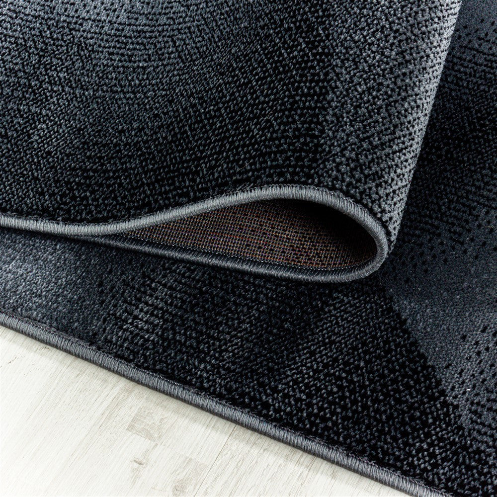 Kurzflor Teppich Wohnzimmerteppich Soft Flor Wellen Design Schwarz