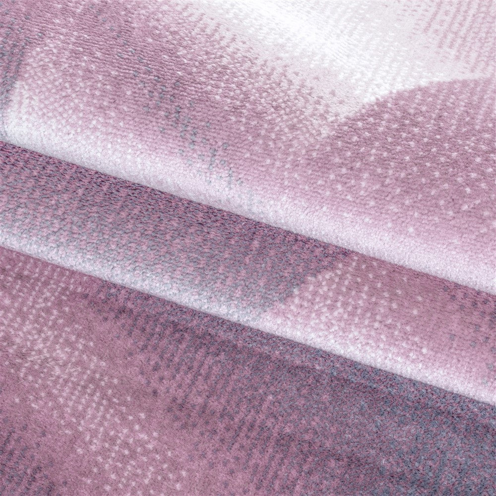 Kurzflor Teppich Wohnzimmerteppich Soft Flor Wellen Design Pink