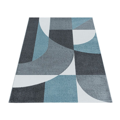 Wohnzimmerteppich Kurzflor Teppich Design Zipcode Muster Abstrakt Blau