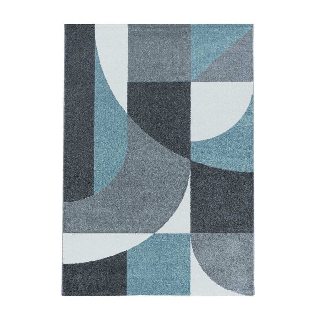 Wohnzimmerteppich Kurzflor Teppich Design Zipcode Muster Abstrakt Blau