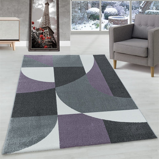 Wohnzimmerteppich Kurzflor Teppich Design Zipcode Muster Abstrakt Violet