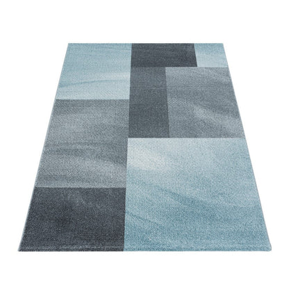 Wohnzimmerteppich Kurzflor Teppich Design Zipcode Muster Rechteck Blau