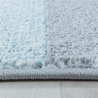 Wohnzimmerteppich Kurzflor Teppich Design Zipcode Muster Rechteck Blau