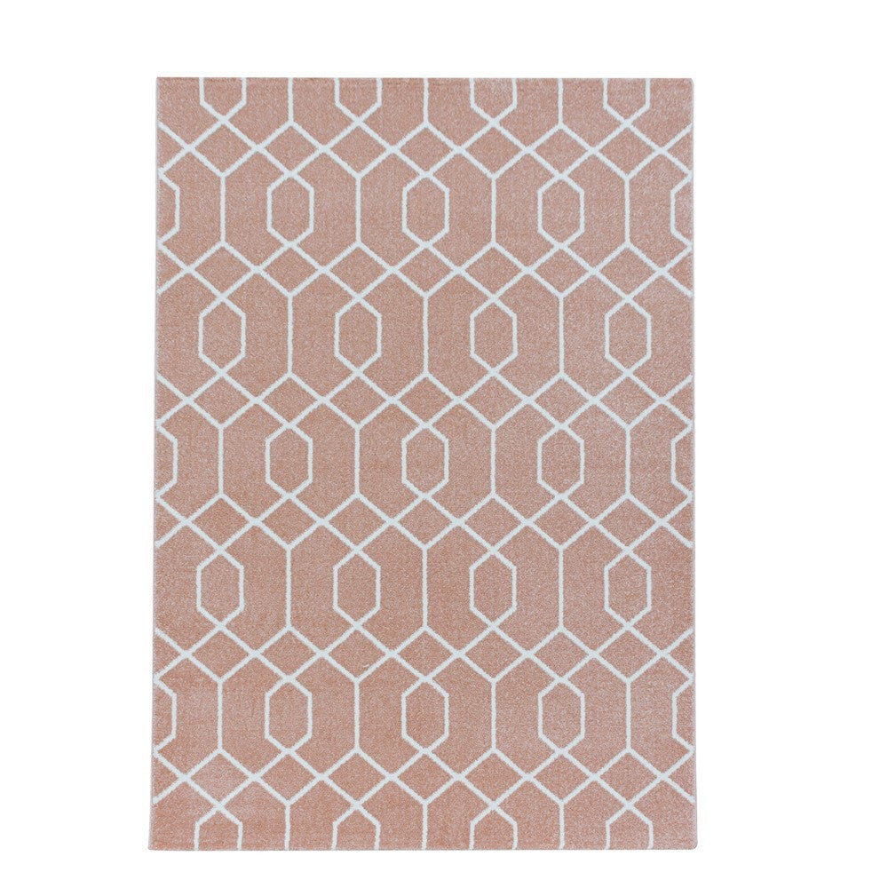 Wohnzimmerteppich Kurzflor Teppich Cable Design Zopf Muster Linien Rose