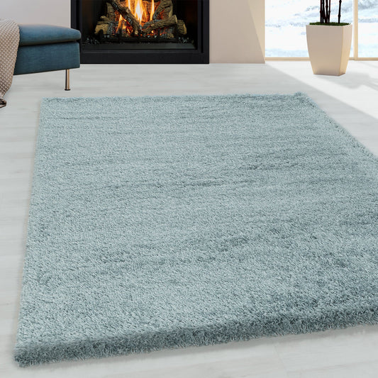 Wohnzimmerteppich Hochflor Teppich Super Soft Shaggy Flor Weich Farbe Blau