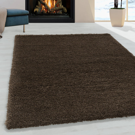 Wohnzimmerteppich Hochflor Teppich Super Soft Shaggy Flor Weich Farbe Braun