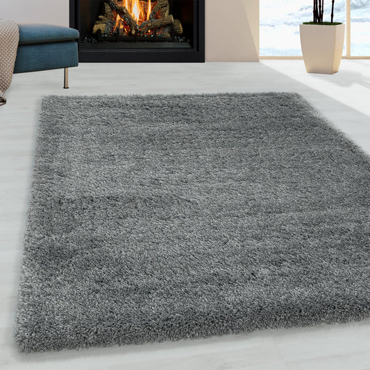 Wohnzimmerteppich Hochflor Teppich Super Soft Shaggy Flor Weich Farbe Hellgrau