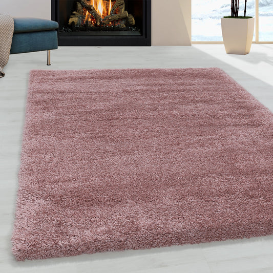 Wohnzimmerteppich Hochflor Teppich Super Soft Shaggy Flor Weich Farbe Rose