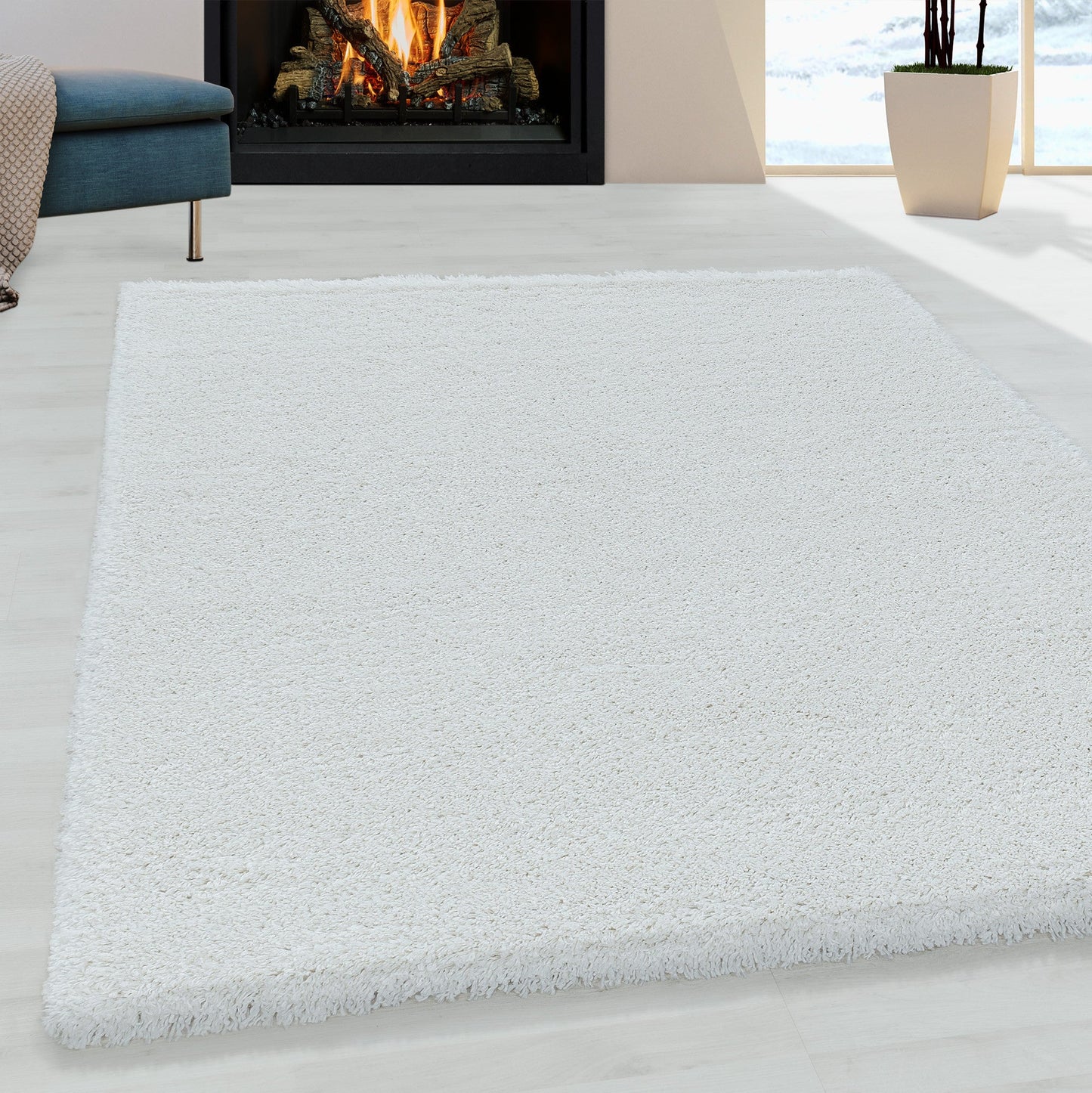 Wohnzimmerteppich Hochflor Teppich Super Soft Shaggy Flor Weich Farbe Weiss