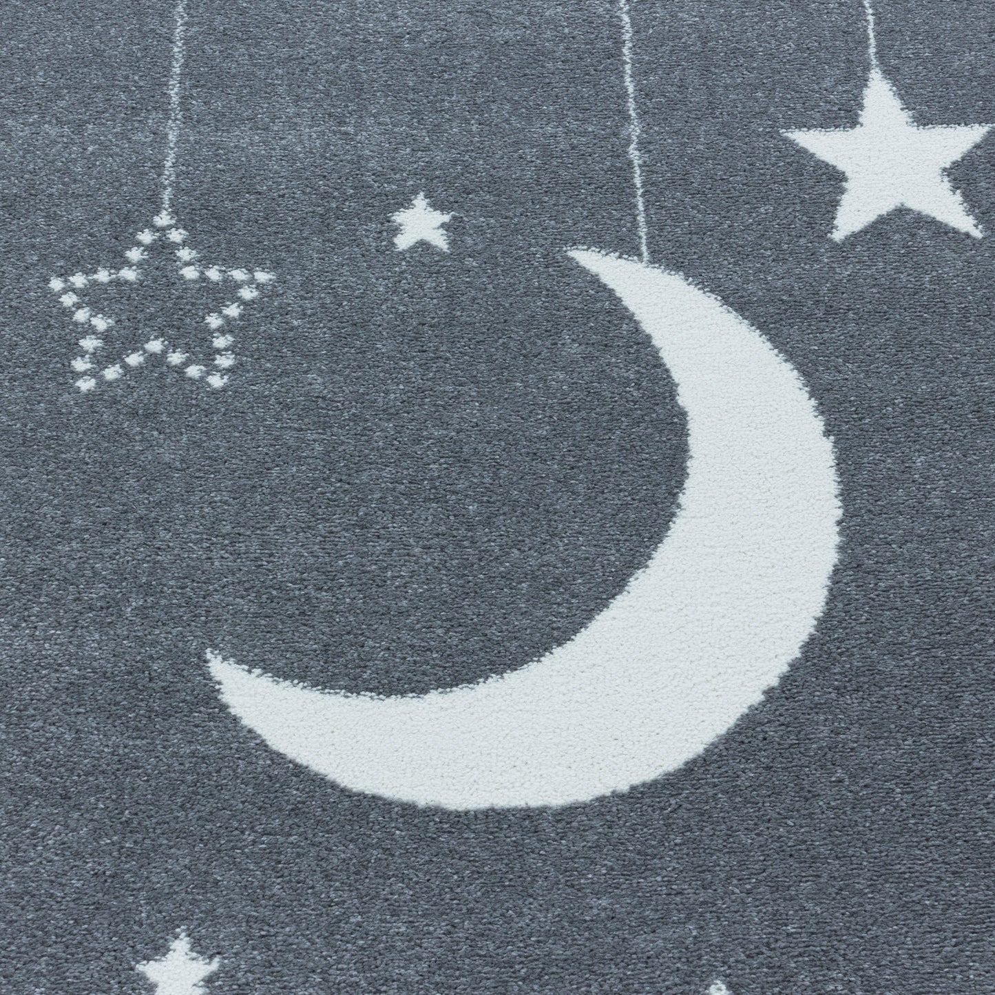 Kurzflor Kinderteppich Kinderzimmer Muster Sternenhimmel Mond Wolken Blau