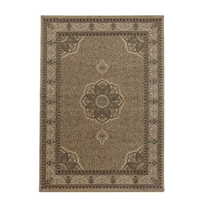 Wohnzimmer Teppich Kurzflor Design Orient Teppich Klassik Ornament Bordüre Beige