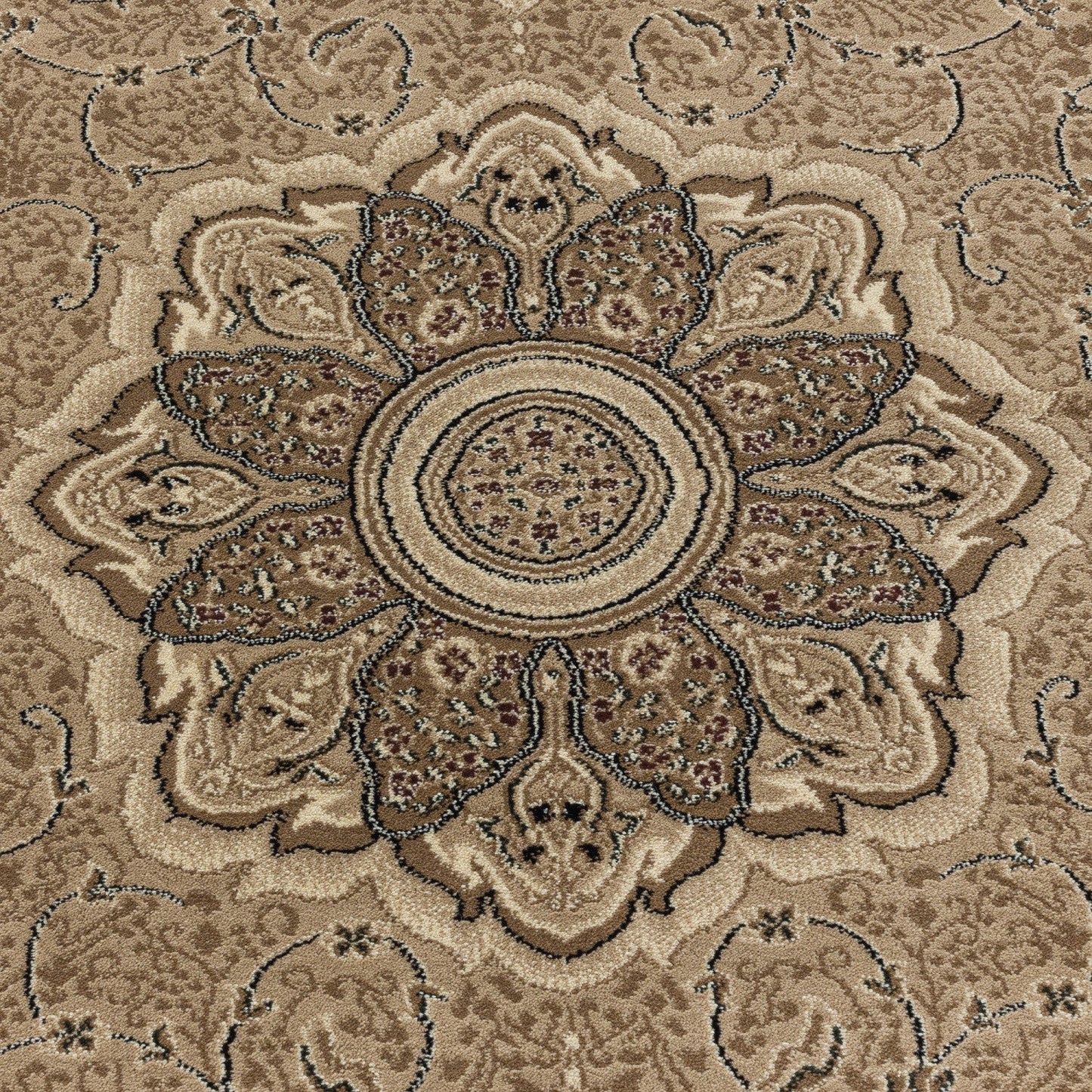 Wohnzimmer Teppich Kurzflor Design Orient Teppich Klassik Ornament Bordüre Beige