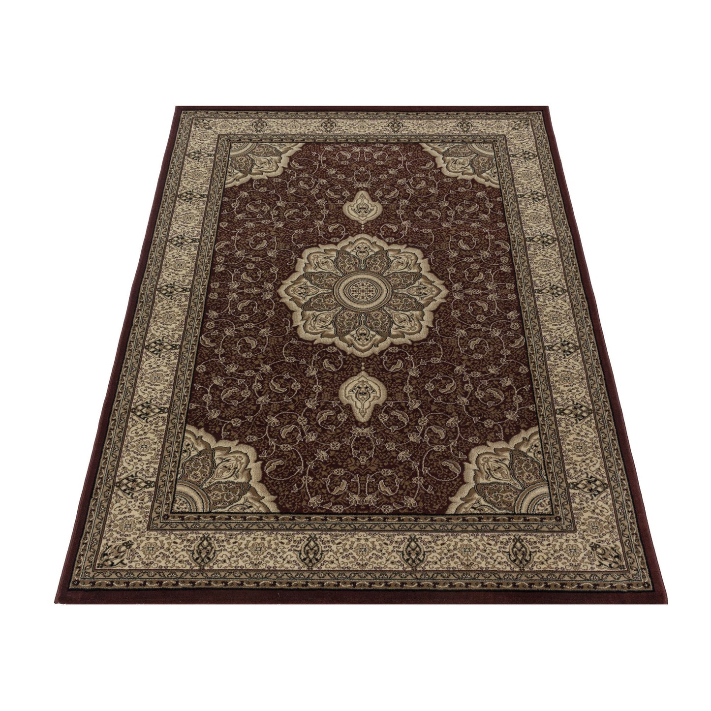 Wohnzimmer Kurzflor Teppich Design Orient Teppich Klassik Ornamente Bordüre Rot