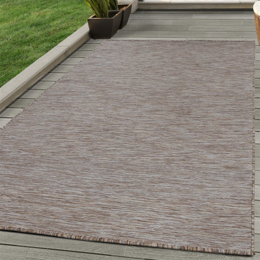 Teppich Sisal optik Flachgewebe Terrassen In- Outdoor Meliert Braun Beige Creme