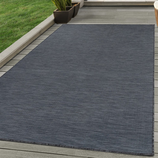 Teppich Sisal optik Flachgewebe Terrassen In- Outdoor Meliert Schwarz Grau