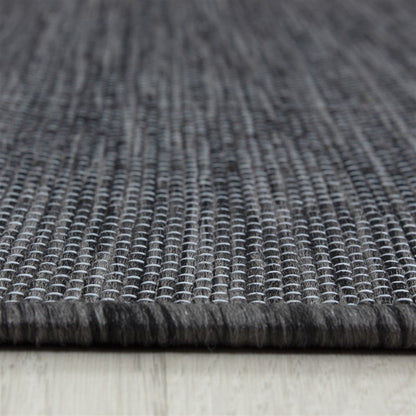 Teppich Sisal optik Flachgewebe Terrassen In- Outdoor Meliert Schwarz Grau