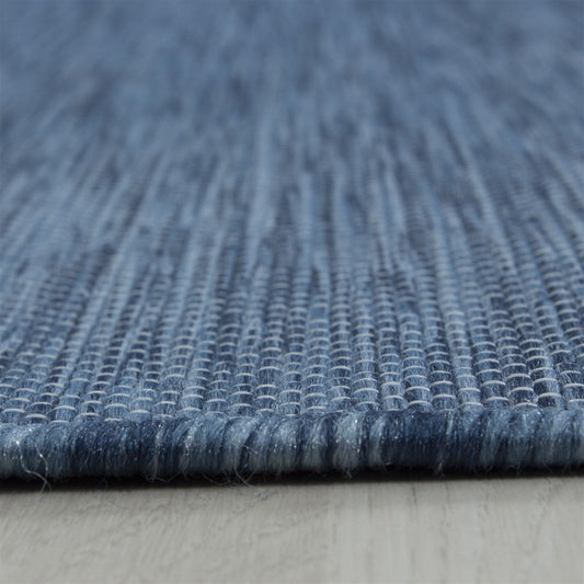 Teppich Sisal optik Flachgewebe Terrassen In- Outdoor Meliert Marineblau Blau