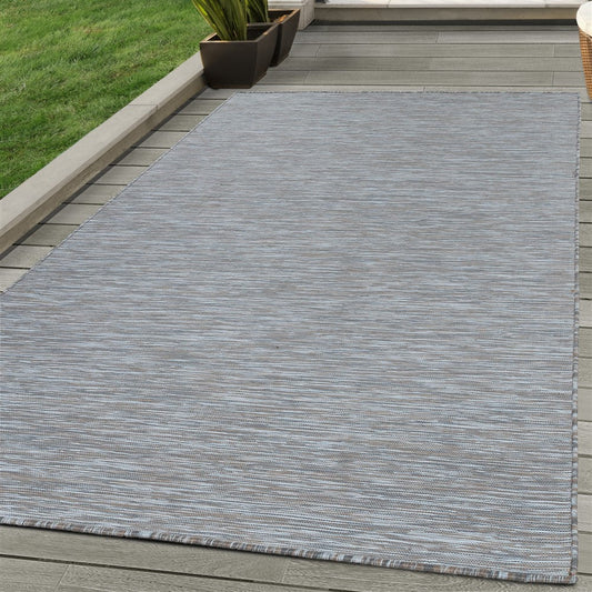 Teppich Sisal optik Flachgewebe Terrassen In- Outdoor Meliert Grau Beige Weiß