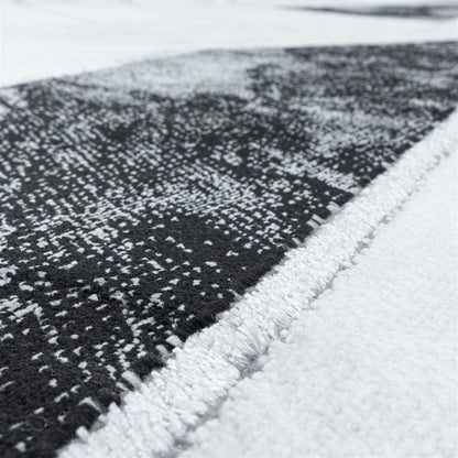 Wohnzimmerteppich Kurzflor Teppich Marmor Design Abstrakt Linien Silber