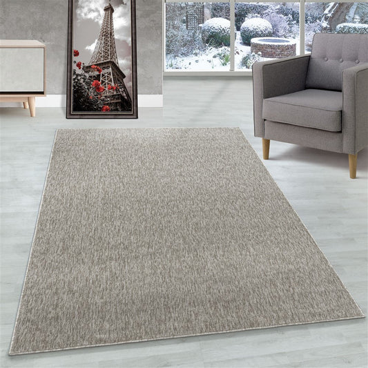 Teppich Kurzflor 4mm Florhöhe meliert glänzend Wohnzimmerteppich Heimbüro Beige