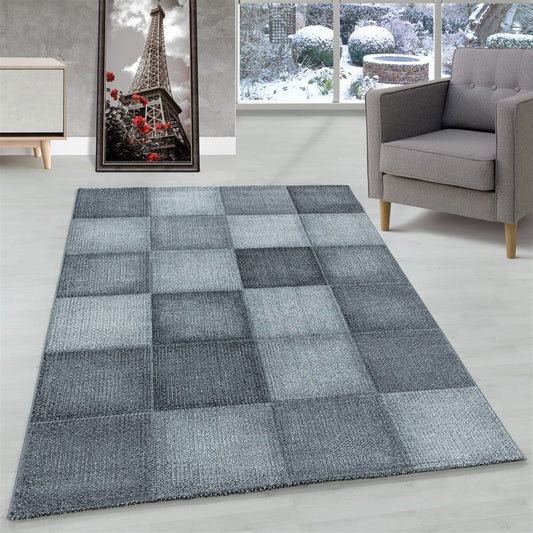 Kurzflor Teppich Modernes Quadrat Pixel Muster Weich Teppich Grau