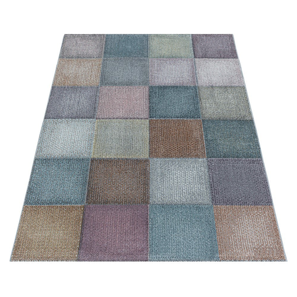 Kurzflor Teppich Modernes Quadrat Pixel Muster Teppich Weich Mehrfarbig