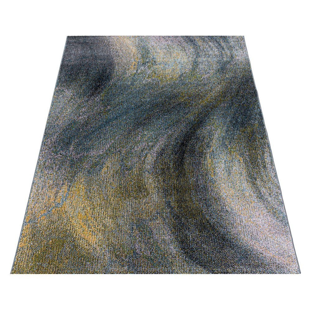 Wohnzimmerteppich Kurzflor Teppich Muster Verwischt Marmoriert Weich Mehrfarbig