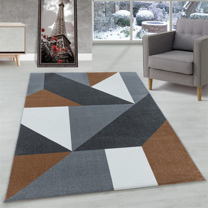 Wohnzimmerteppich Kurzflor Teppich Muster Geometrisch Modern Weich Terra