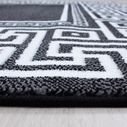 Teppich Modern Designer Geometrisch bordüre versace Optik Schwarz Weiß