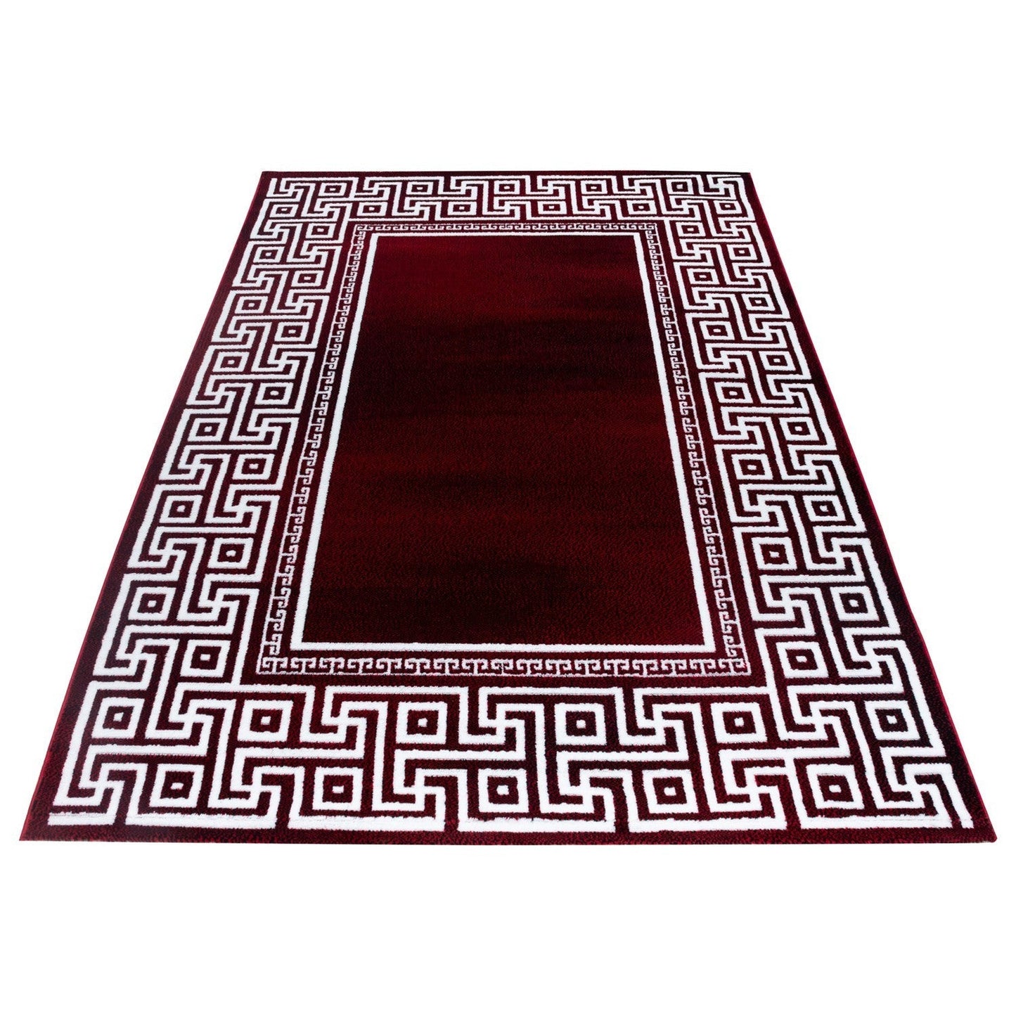 Teppich Modern Designer Geometrisch bordüre  Optik Schwarz Rot Weiß