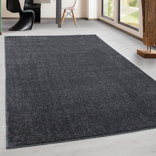 Teppich Kurzflor Modern Wohnzimmer Einfarbig Meliert Uni günstig Grau