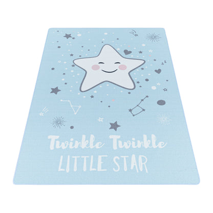 Kurzflor Kinderteppich Spielteppich Kinderzimmer Teppich Motiv Baby Stern Blau