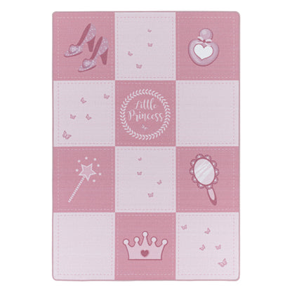 Kurzflor Kinderteppich Spielteppich Teppich Prinzessin Krone Zauberstab Pink