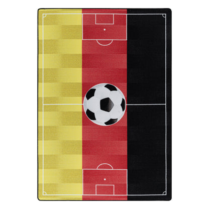 Kurzflor Kinderteppich Spielteppich Teppich Fussball Deutschland Rot