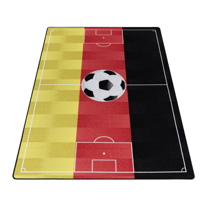 Kurzflor Kinderteppich Spielteppich Teppich Fussball Deutschland Rot