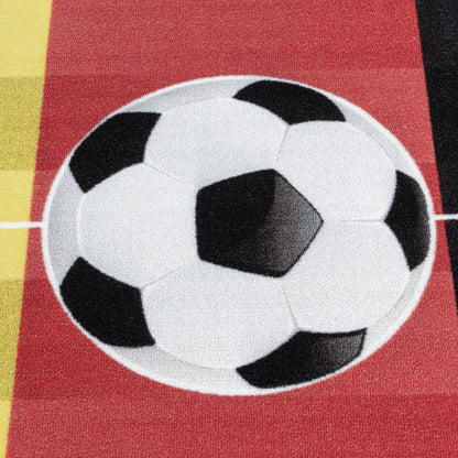 Kurzflor Kinderteppich Spielteppich Teppich Fussball Deutschland Rot