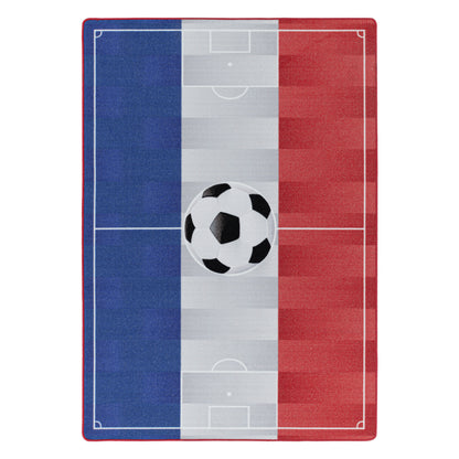Kurzflor Teppich Kinderteppich Kinderzimmer Spielteppich Fussball Frankreich BlauGelb