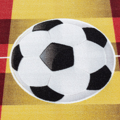 Kurzflor Teppich Kinderteppich Kinderzimmer Spielteppich Fussball Spanien Gelb