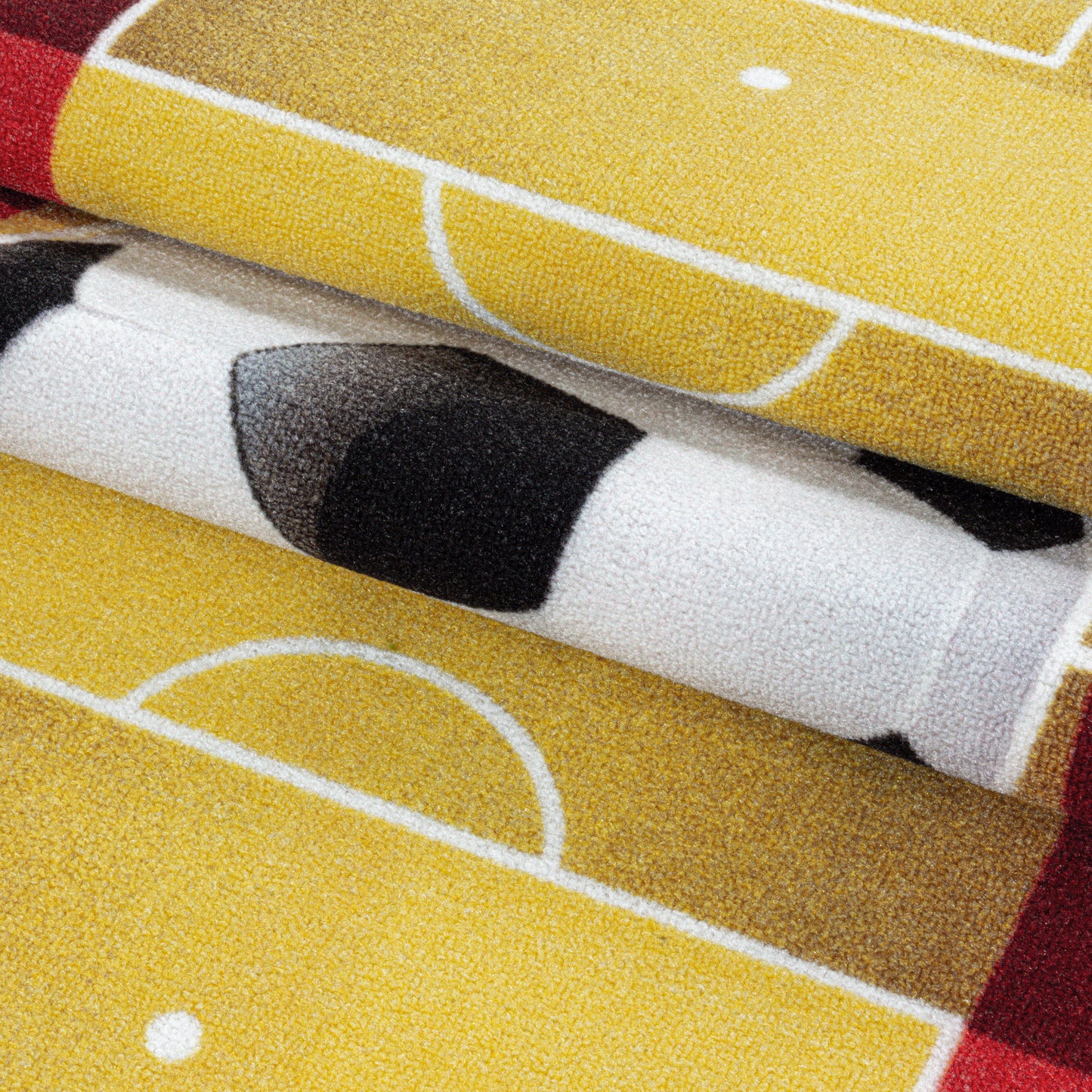 Kurzflor Teppich Kinderteppich Kinderzimmer Spielteppich Fussball Spanien Gelb