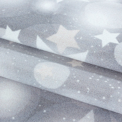 Kurzflor Teppich Kinderteppich Kinderzimmer Spielteppich Sterne Punkte Grau
