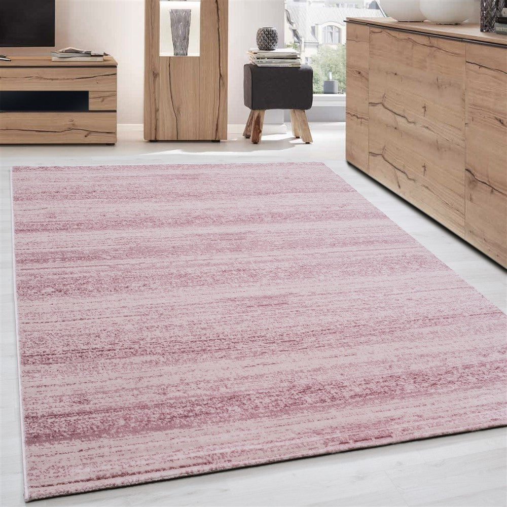 Teppich Modern Kurzflor Wohnzimmer Teppiche Einfarbig Uni Pink Meliert