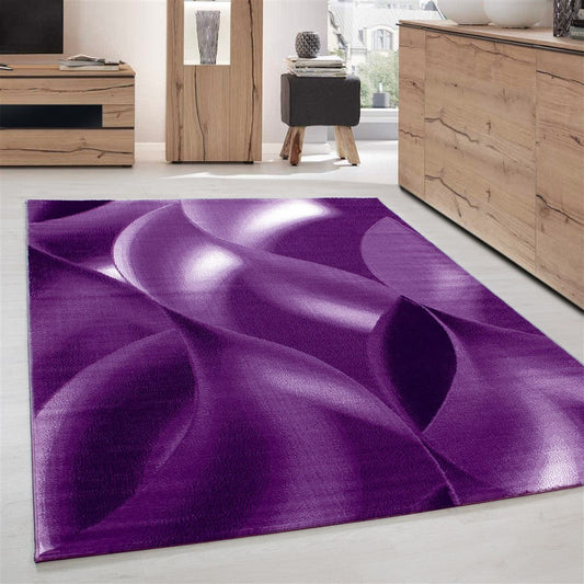Teppich Moderner Wohnzimmer abstrakt schatten Wellen Optik Schwarz Lila Weiß